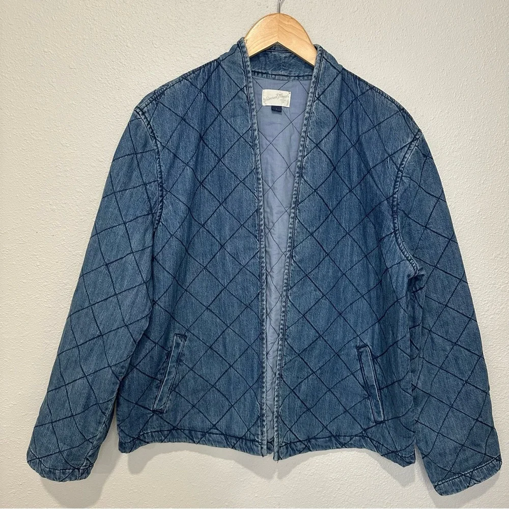 Universal Threads Open Front Quilted Denim Jacket - Picture 2 of 9